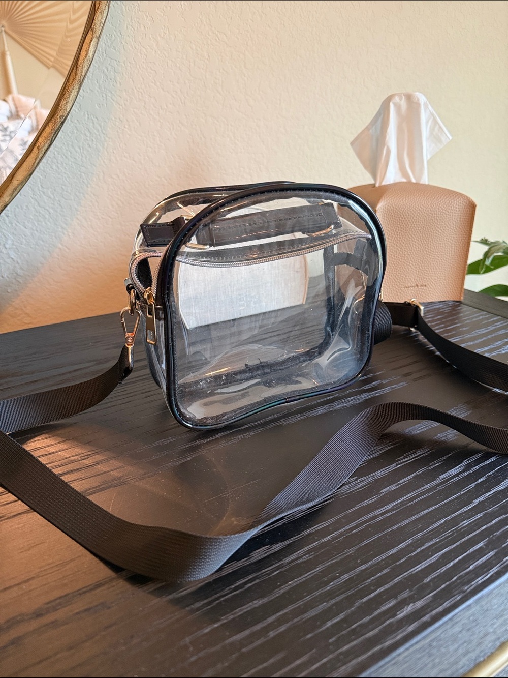 Amazon Clear PVC Crossbody Shoulder Bag - Black Trim